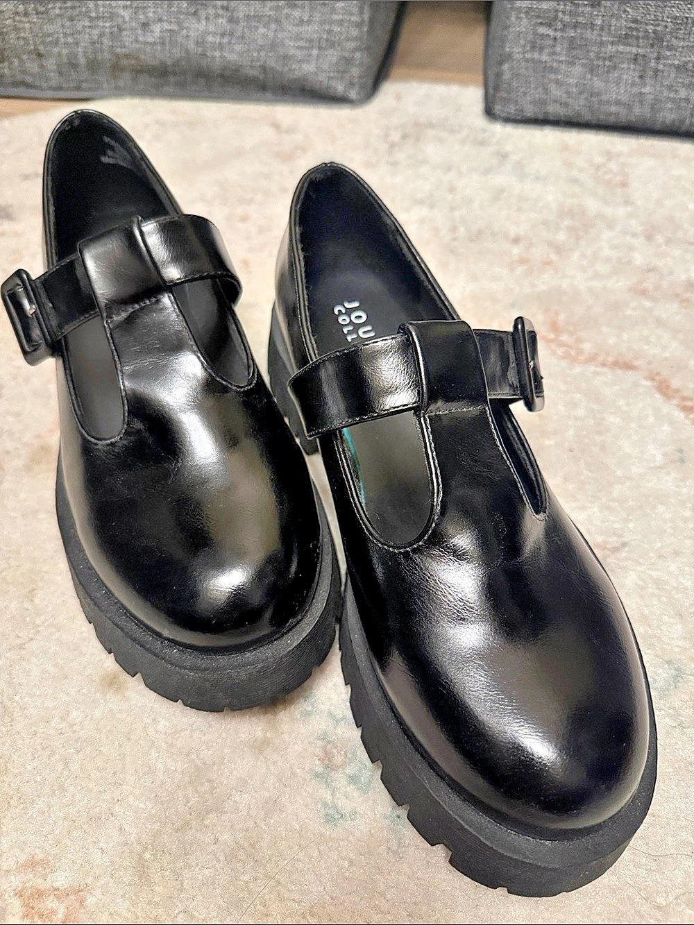 Journee Collection Kamie Lug Sole Mary Jane Flats Black